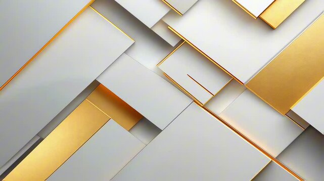Abstract geometric white and gold pattern moving smoothly