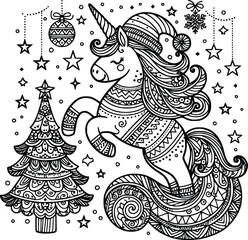 Magical Christmas Unicorn Clipart