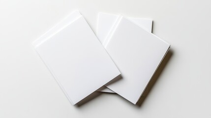Three sheets of white memo paper, their edges crisp and clean, lay isolated against a stark, white background, ready to be filled with thoughts and ideas.