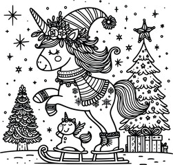 Magical Christmas Unicorn Clipart