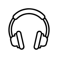 headphones icon in a simple line art style on white background
