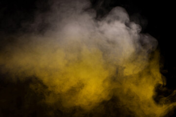 Yellow steam on a black background.