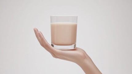 Creamy Beige Beverage Glass Handheld Minimalist Product Shot