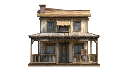 Rustic wooden house with porch and vintage architectural details