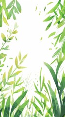 Fototapeta premium Beautiful Spring Background with Willow Trees and Bright Green Plants and Flowers
