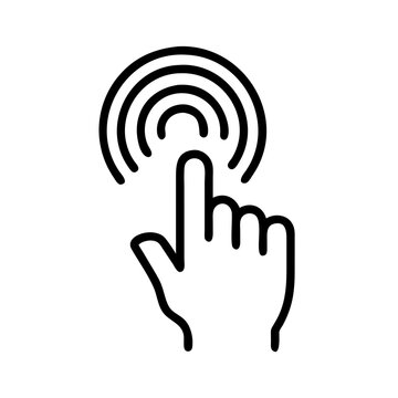 recommend clip art: fingerprint security icon with hand and fingerprint waves in a simple line art style on white background