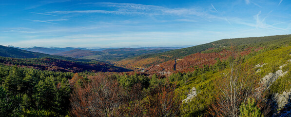 Views of a large valley in autumn