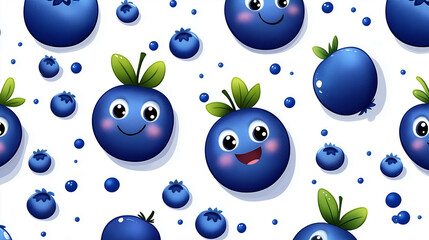 Smiling Blueberry Fruit Pattern in a Cheerful Summer Setting