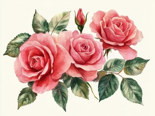 Beautiful Watercolor Floral Frame with Rose Flower Background Clean Lines