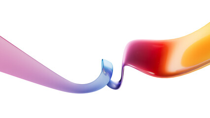 3d render, abstract aesthetic wallpaper, wavy dynamic flexible ribbon colored with vibrant multicolored gradient isolated on white background
