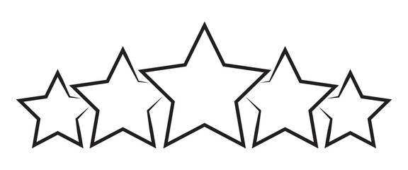Five stars customer product rating review icon, black five starts rating review illustration for web and app. Vector