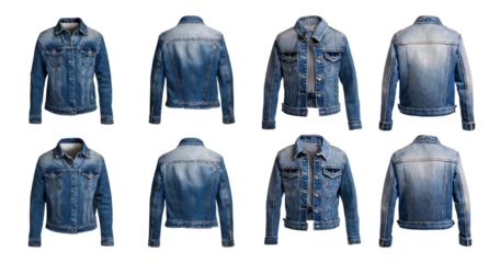 Versatile Collection of Stylish Denim Jackets for Fashion Enthusiasts, Bundle Set Collection, Isolated on Transparent Background