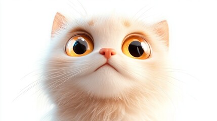 Fototapeta premium Adorable kitten with big, bright eyes looking up.