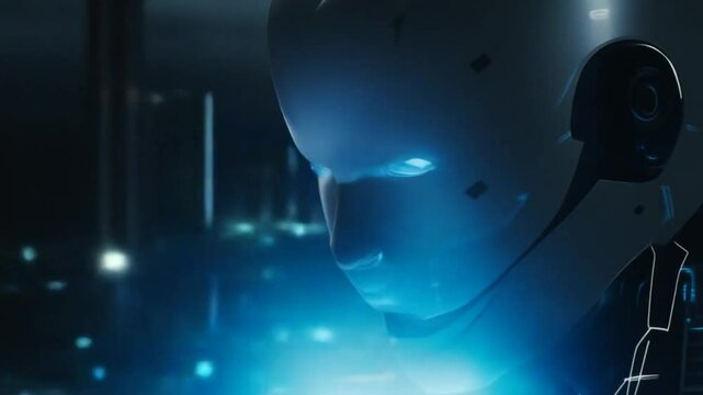 Zukunftsroboter mit menschen&auml;hnlichem Gesicht