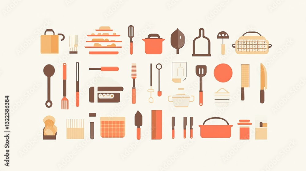 Poster flat design elements for ui/ux: clean and professional icons and graphics for digital projects