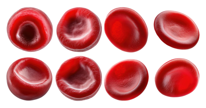 Detailed Close-Up of Red Blood Cell Structures and Variations, PNG bundle collection, Isolated on Transparent Background