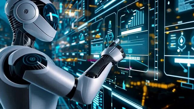 Roboter interagiert mit digitalem Interface