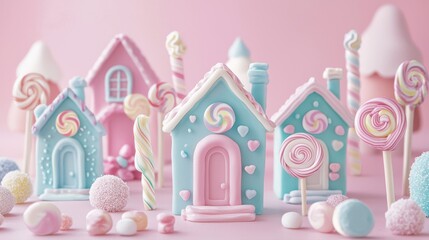 Whimsical candyland a dreamy fantasy of pastel hues and delight