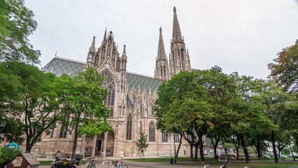 Votive Church timelapse hyperlapse is located on the Ringstrasse in Vienna, Austria
