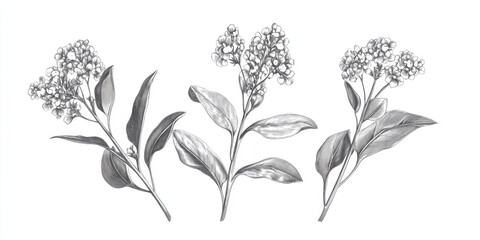 Botanical Tea Leaves Illustration