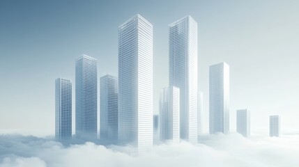 Naklejka premium CO2 emissions have led to a smog-covered urban skyline