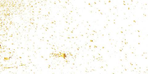 Abstract doted and confetti golden glitter and zigzag ribbon particles splatter on transparent background. Luxury golden glitter confetti that floats down falling bokeh celebration background.	
