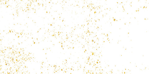 Abstract doted and confetti golden glitter and zigzag ribbon particles splatter on transparent background. Luxury golden glitter confetti that floats down falling bokeh celebration background.
