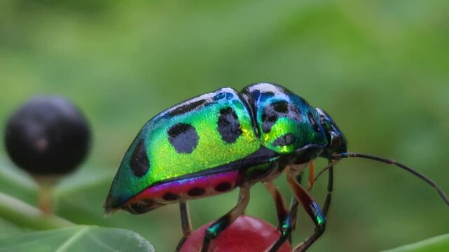 Extreme close up macro 8k video footage of beautiful insect in a natural setting, Cinematic nature close-up, micro animal nature shot, Tiny insects buzz around, going about their lives among nature.