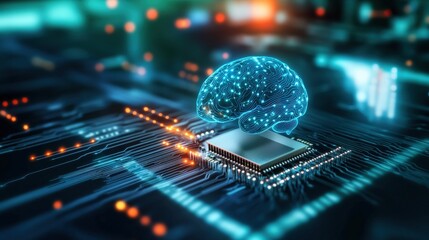Innovative ai brain technology digital circuit 3d visualization futuristic environment close-up view conceptual representation