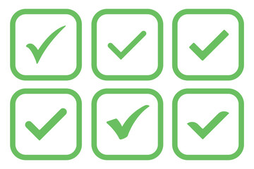 Green check mark icon. Check mark vector icon. Checkmark Illustration. Vector symbols set ,green checkmark isolated on white background. Correct vote choice isolated symbol.