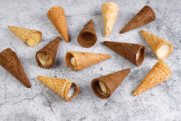 Variety of mini waffle cones.