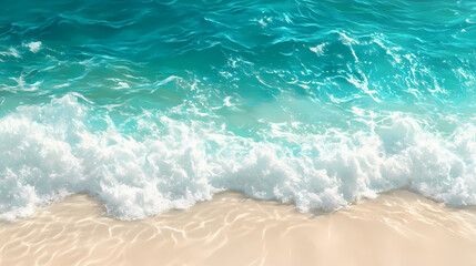 Turquoise waters lapping against white sandy shores, tropical, waves. Sunbeam Waves. Illustration