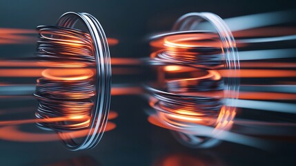 Abstract representation of inductance showcasing symbolic coils dynamic layers for magnetic field interactions