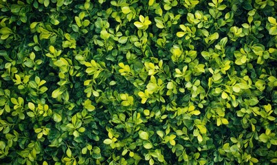 Lush green leaves creating a vibrant, natural texture background.