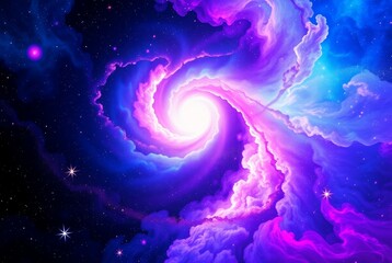 Vibrant Galactic Swirl: Cosmic Nebula in Deep Space