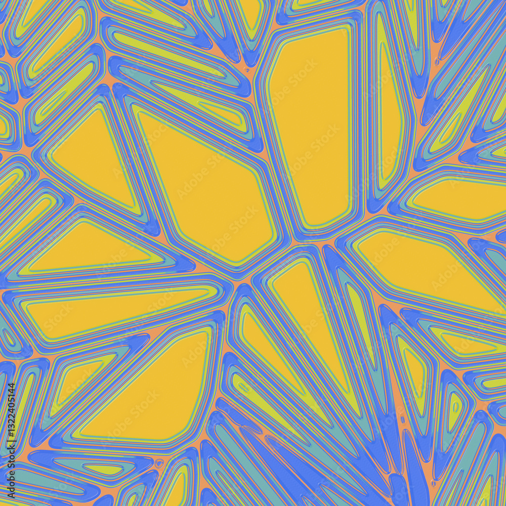 Poster digital illustration of a stylized colored organic structure. 3d rendering