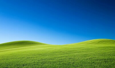 Obraz premium Rolling green hills under a clear blue sky during daytime