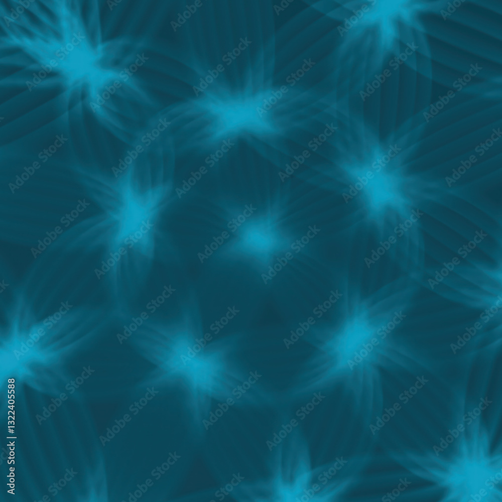 Poster Digital illustration of abstract geometric shapes with intertwining oval shapes of glowing blue lines, creating lightness and airiness. 3d rendering