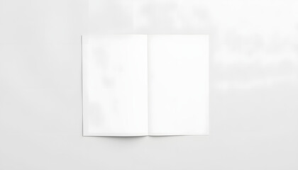 Blank A4 photorealistic brochure mockup on light grey background, enhance. White tone