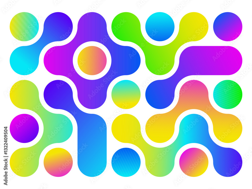 Poster set of vibrant gradient liquid circle blobs. colorful modern dynamic flowing geometric forms. metaba