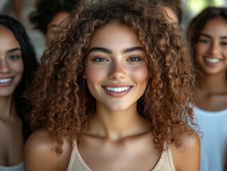 Joyful Group of Young Professionals Smiling in Modern Office