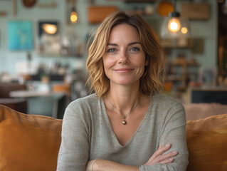  Confident and Happy Smiling Businesswoman Portrait in Professional Office Setting