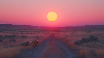 Stunning fox silhouette under dreamy sunset glow high resolution picture