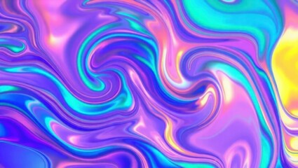 Abstract fluid 3D render with a black background and holographic, iridescent neon curved wave in motion. Abstract fluid iridescent holographic curved wave in motion colorful gradient design