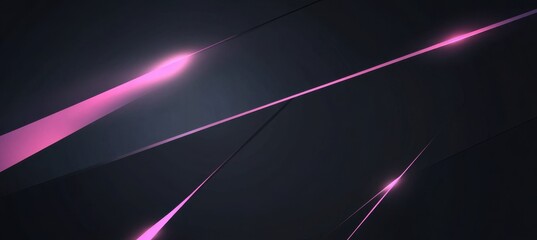 Dark background, geometric shapes, pink light lines, high-end and minimalist style, simple black background Generative AI