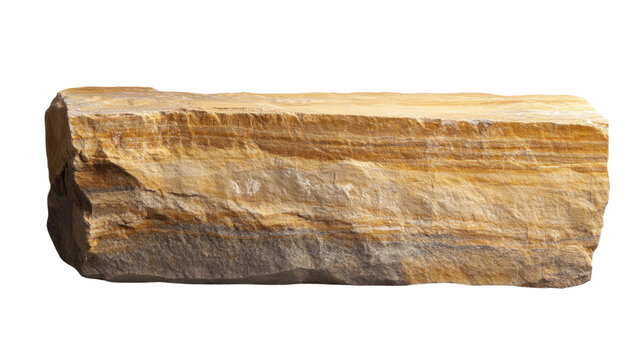 Natural sandstone block with striking isolated on white background