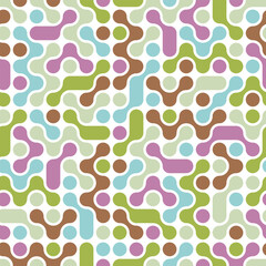 Liquid metaball seamless pattern with geometric blobs. Trendy dynamic circles background. Ideal for branding, web, cover, banner, poster, packaging, textile print, creative design