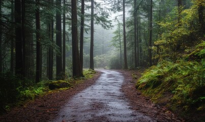 Naklejka premium Rainy Forest Path