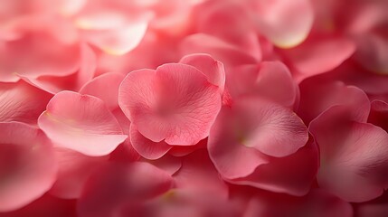 Obraz premium Delicate pink rose petals create soft romantic background with gentle bokeh effect. Natural floral texture for wedding, love, and Valentine's Day designs.