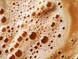 Aromatic Bubbles of Latte: A close-up shot of creamy, rich latte, showcasing the intricate patterns formed by the delicate bubbles on its surface.